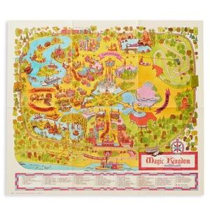 Disney Parks Walt Disney World Magic Kingdom Souvenir Map Reproduction Vintage